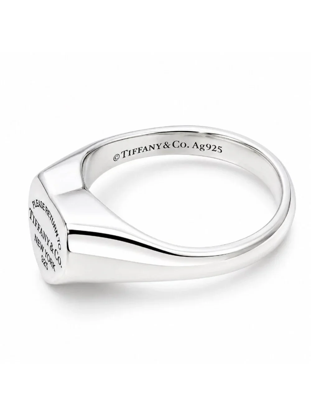 Size 9.5 Return to Tiffany Heart Signet Ring in Sterling Silver